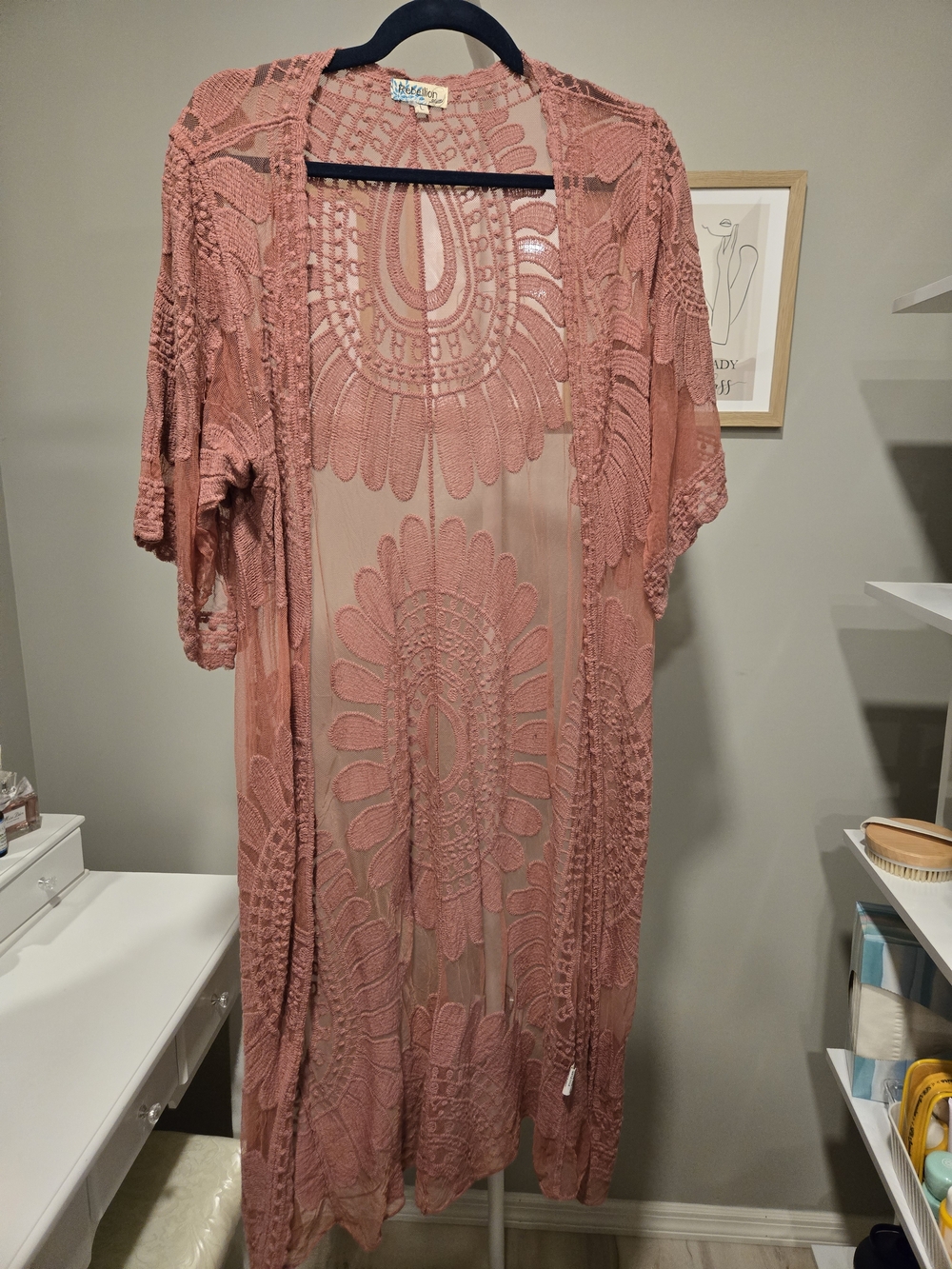 🌸🌺Mauve Crochet Sheer Kimono Cardigan
